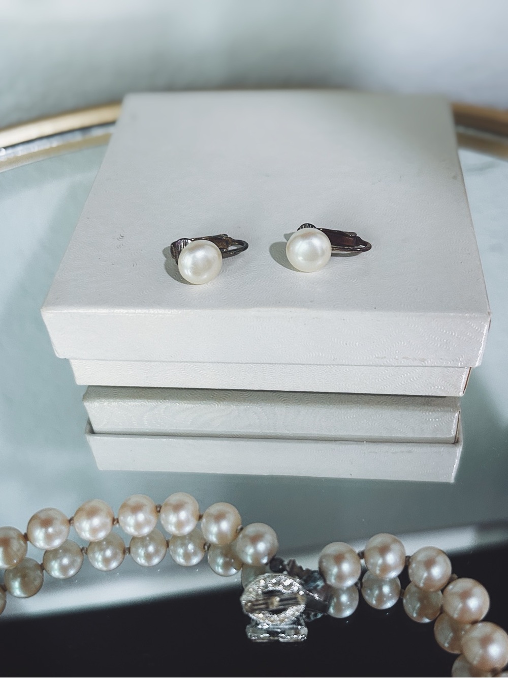 Vintage Marvella pearl necklace with pearl clip on earrings from the 50’s - Picture 2 of 6